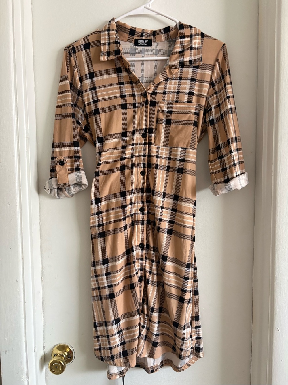 Plaid button up dress